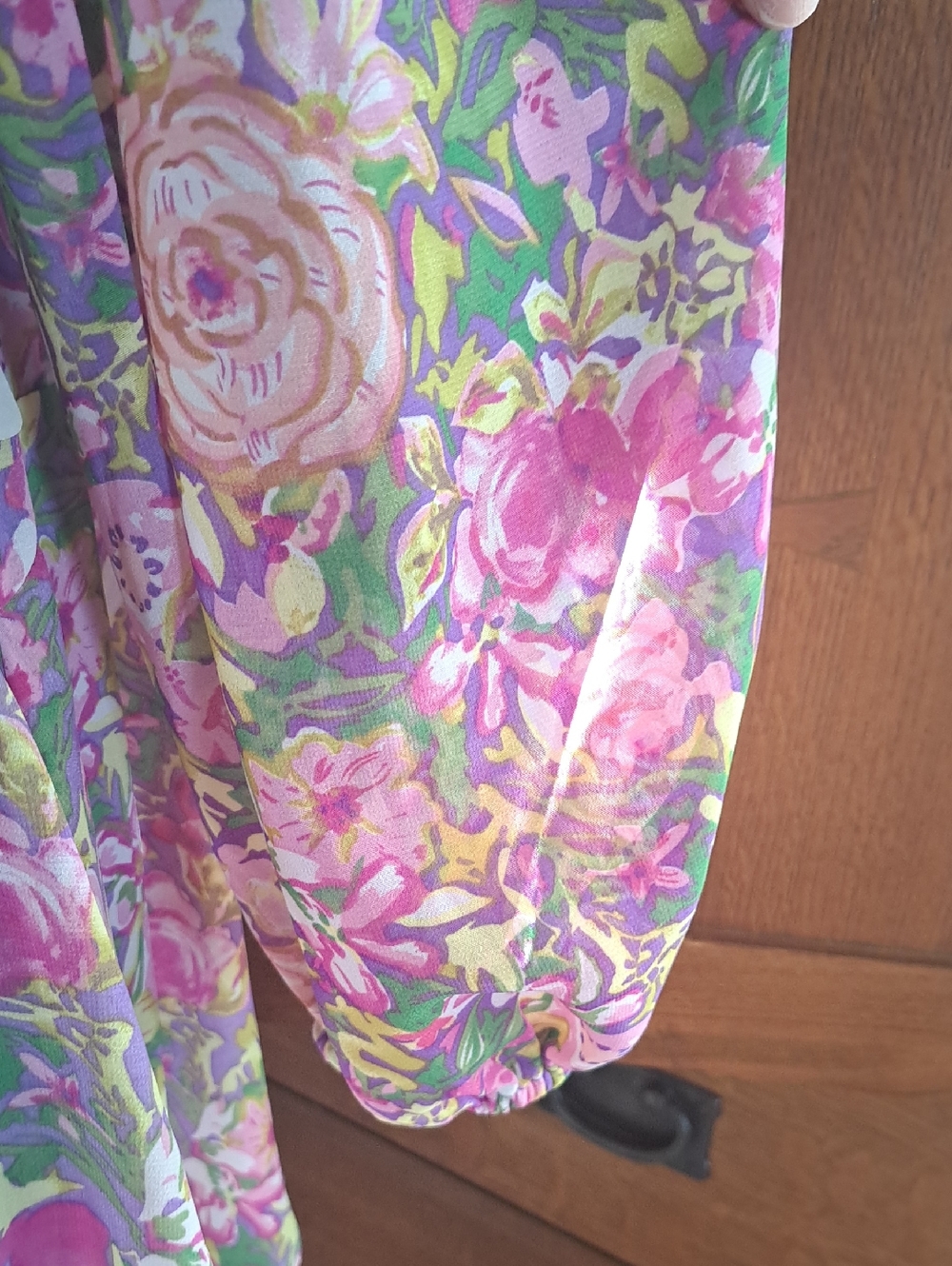 Lush Floral Faux Wrap Long Sleeve Mini Dress Purple Pink NWT Small - Picture 9 of 16